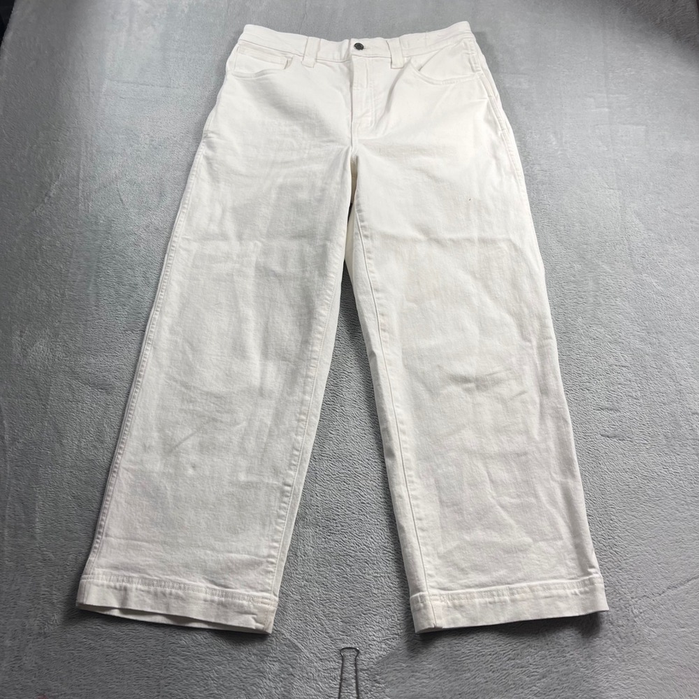 Madewell The Perfect Vintage Wide-Leg Crop Jean White Denim Size 30